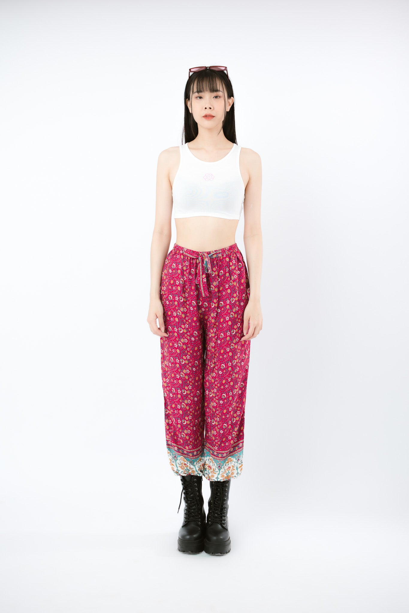 Floral jogging pants ผ้าเรยอนสปันใส่สบายฟีลกางเกงช้าง