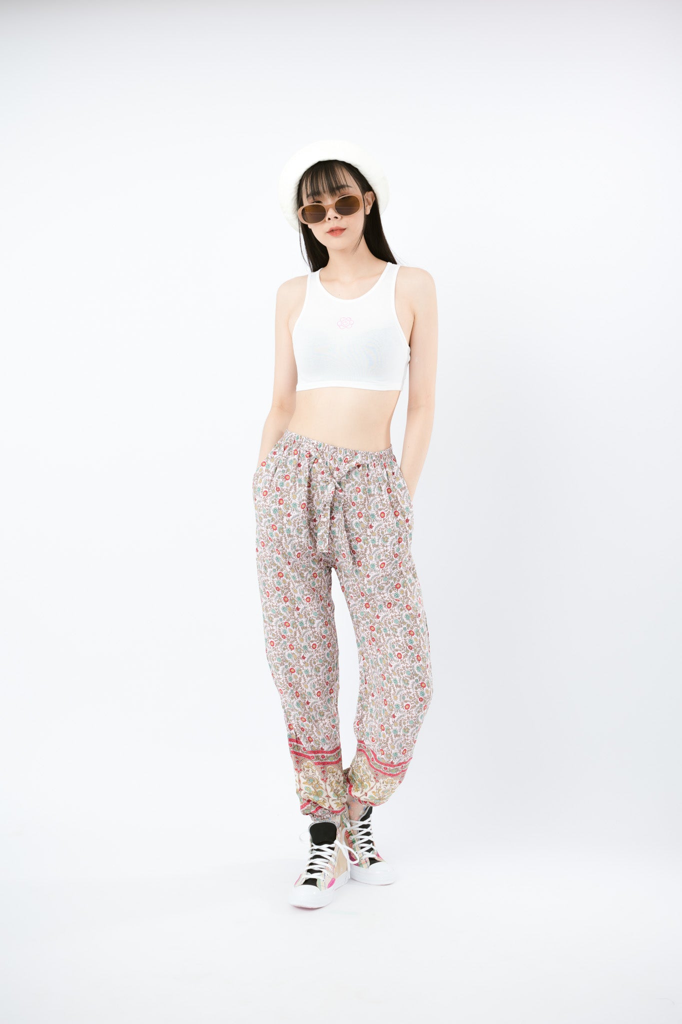 Floral jogging pants ผ้าเรยอนสปันใส่สบายฟีลกางเกงช้าง